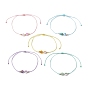 Nylon Braided Bead Adjustable Anklets, Acrylic and Gemstone Beads Anklets