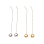 Long Chain with Plastic Pearl Dangle Stud Earrings, 304 Stainless Steel Ear Thread for Women