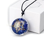 Dyed Natural Pyrite Resin Pendants, Yoga Theme Half Round Charms with Star