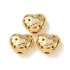 Латунные микро проложить кубического циркония бусы, сердце, без кадмия и без свинца, стойки покрытие, долговечный