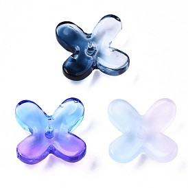 Perles de verre peintes par pulvérisation transparent, deux tons, fleur