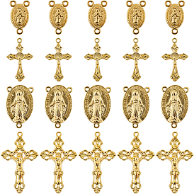 Набор для самостоятельного изготовления ювелирных изделий на религиозную тематику, включая звенья и подвески для люстр из сплава в тибетском стиле, овальный и крест