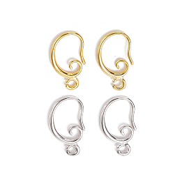 Brass Earring Hooks, with Horizontal Loop, Long-Lasting Plated