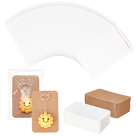 2 сумки 2 цвета прямоугольник бумага брелок дисплей карты, дисплей ювелирных изделий, с 200 целлофановыми пакетами шт.