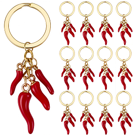 20Colgantes de esmalte de aleación de pimiento picante de pcs., con anillos de aleación y accesorios de acero inoxidable