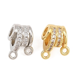 Brass Micro Pave Cubic Zirconia Tube Bails, Rack Plating, Long-Lasting Plated, Lead Free & Cadmium Free