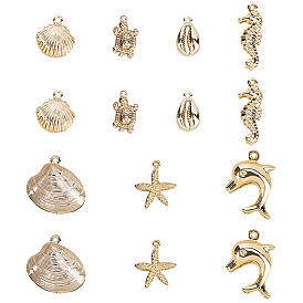 14 шт 7 стили латунные подвески, морские животные
