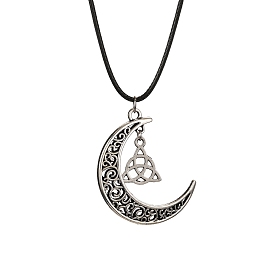 Alloy Pendant Necklace, Moon & Witch Knot