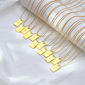 Стильные ожерелья из нержавеющей стали с прямоугольным кулоном со знаком зодиака для женщин, золотые