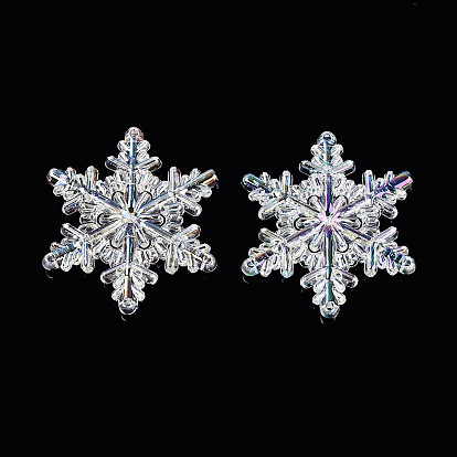 УФ-покрытие, рождественские прозрачные акриловые многожильные звенья, радужный, снежинка, с четырьмя отверстиями