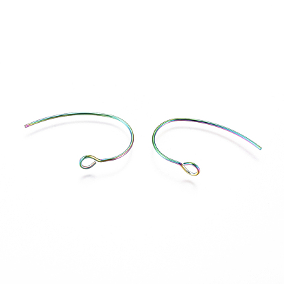 Ion Plating(IP) 304 Stainless Steel Earring Hooks, with Vertical Loop
