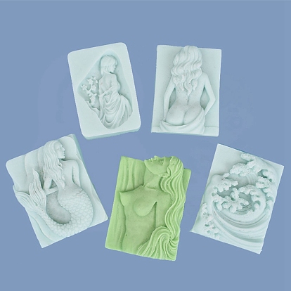 Embossed Art Human Mermaid Body Wave DIY Food Grade Silicone Molds, Fondant Molds, Resin Casting Molds, for Chocolate, Candy, UV Resin & Epoxy Resin Craft Making