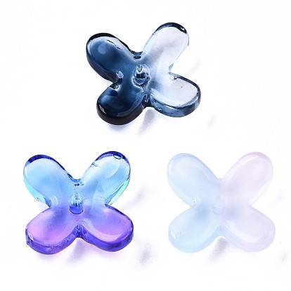 Perles de verre peintes par pulvérisation transparent, deux tons, fleur