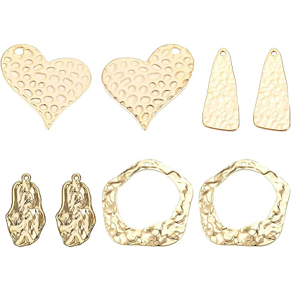 20Pcs 4 Style Brass Pendants, Mixed Shape