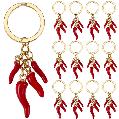 20Colgantes de esmalte de aleación de pimiento picante de pcs., con anillos de aleación y accesorios de acero inoxidable