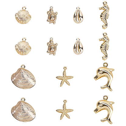 14 шт 7 стили латунные подвески, морские животные
