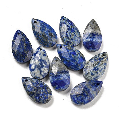 Pendentifs à facettes en lapis-lazuli naturel, charmes de larme