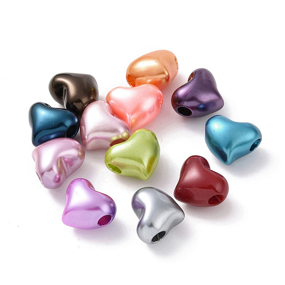 Perles européennes imitation plastique abs, Perles avec un grand trou   , cœur
