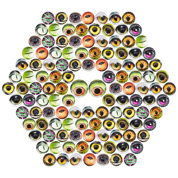 30 стеклянные кабошоны шт., полукруглый с рисунком глаз