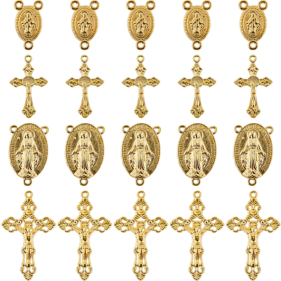 Набор для самостоятельного изготовления ювелирных изделий на религиозную тематику, включая звенья и подвески для люстр из сплава в тибетском стиле, овальный и крест