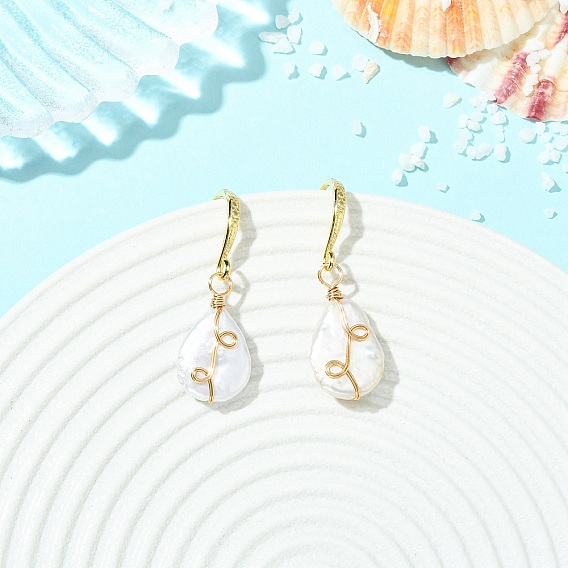 Барочные серьги-подвески из натурального жемчуга кеши, с экологичными латунными крючками для сережек, золотые