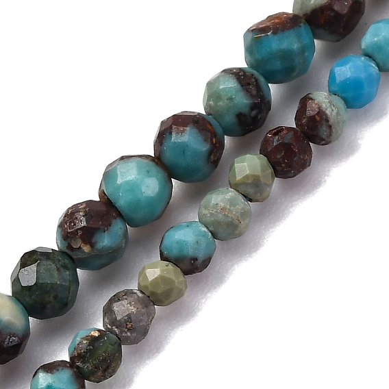 Бусины из натуральной бирюзы , граненые круглые
