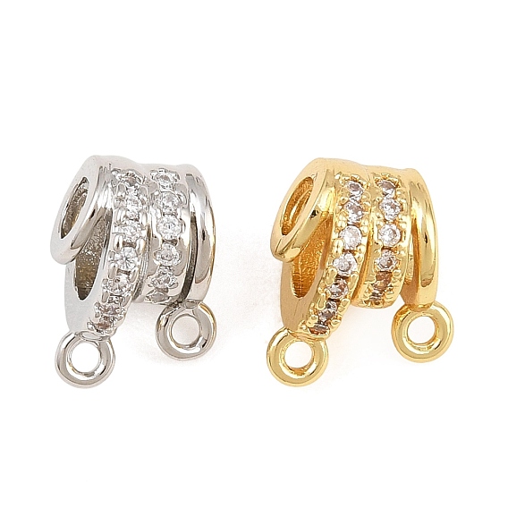 Brass Micro Pave Cubic Zirconia Tube Bails, Rack Plating, Long-Lasting Plated, Lead Free & Cadmium Free