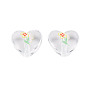 Transparent Printed Acrylic Beads, Heart with Flower