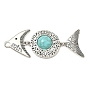 Тибетский сплав стиля большие кулоны, рыбы прелести, с синтетическими бирюзовый