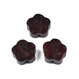 Perles de mala en bois de santal naturel, non teint, fleur