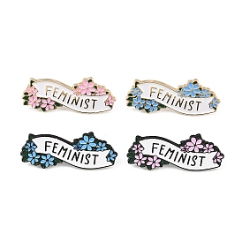 Феминистка с цветочными эмалевыми булавками, булавки для лацканов из сплава для одежды рюкзака, без кадмия, без никеля и без свинца