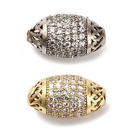 Латунные микро проложить кубического циркония бусы, овальные, стойки покрытие, долговечный, без свинца и без кадмия