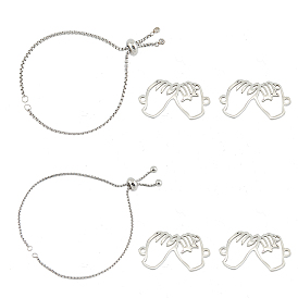 Наборы для самостоятельного изготовления браслетов-слайдеров из нержавеющей стали, Включает регулируемые браслеты-слайдеры и звено в форме руки