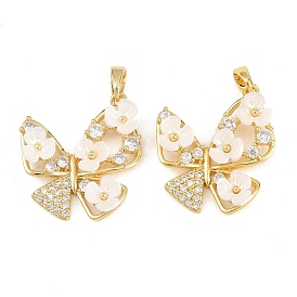 Латунные микропаве прозрачные подвески с фианитом, cmолой, бабочки прелести