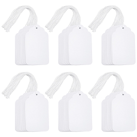 500Pcs Rectangle Paper Price Tags, with Polycotton Rope