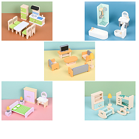 Деревянная миниатюрная мебель, украшения для витрины, Для кукольного домика, кухни/детской спальни/декора гостиной