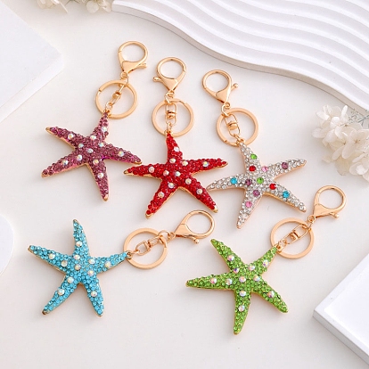Alloy with Rhinestone Keychain for Women, Starfish