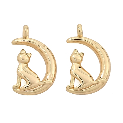 304 Stainless Steel Charms, Cat Shape with Moon Charms