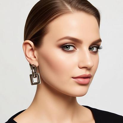 Прямоугольные серьги-гвоздики из нержавеющей стали для женщин