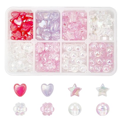 Transparent Acrylic Beads, AB Color, Mixed Shapes