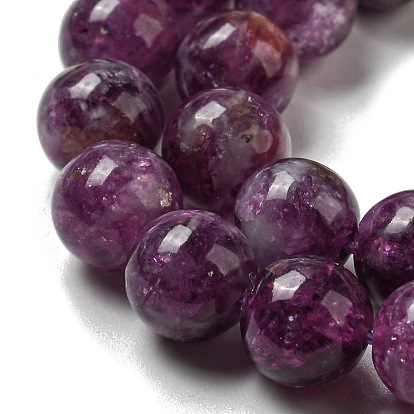 Natural Lepidolite/Purple Mica Stone Beads Strands, Round, Grade AA