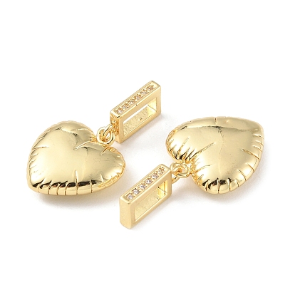 Brass Micro Pave Cubic Zirconia Pendants, Long-Lasting Plated, Real 18K Gold Plated, Cadmium Free & Lead Free, Heart