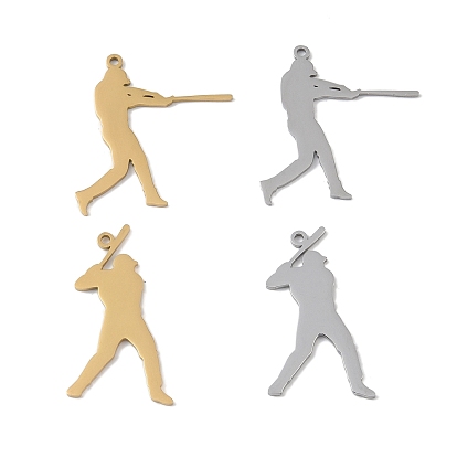 304 Stainless Steel Pendants, High Polished Batsman Charm