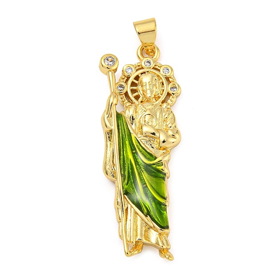 Покрытие стойки латунь микропаве прозрачные подвески из кубического циркония, с эмалью, без свинца и без кадмия, долговечный, бог