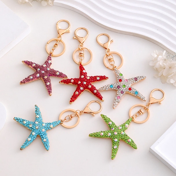 Alloy with Rhinestone Keychain for Women, Starfish