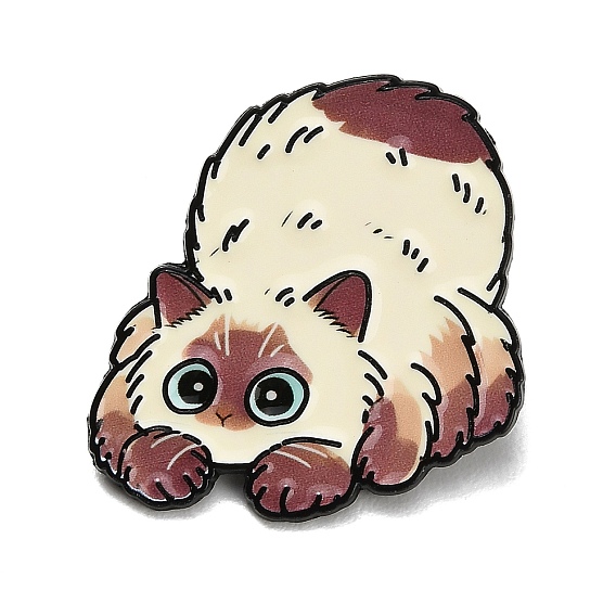 Булавки с кошачьей эмалью, Черные металлические застежки для значков на лацкан для рюкзака или одежды