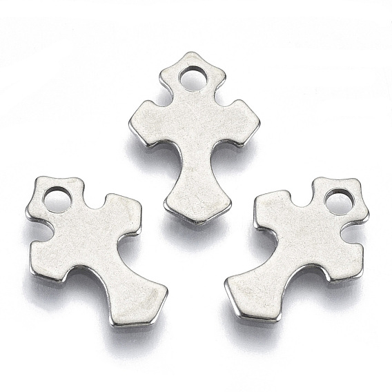 201 Stainless Steel Tiny Cross Charms, Laser Cut