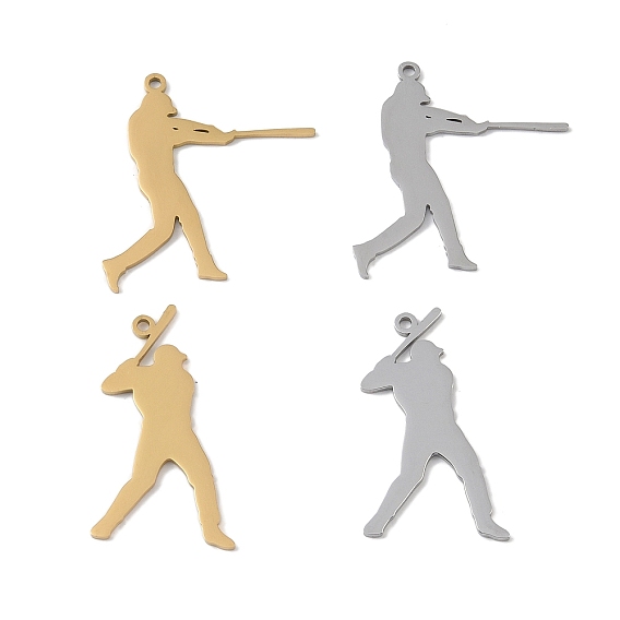 304 Stainless Steel Pendants, High Polished Batsman Charm
