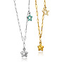 304 Stainless Steel Enamel Pendant Necklaces, Star