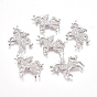 Brass Micro Pave Cubic Zirconia Pendants, Unicorn, Clear